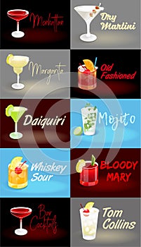 Cocktail set posters