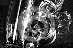 Cocktail shaker, bar accessories. Bar concept