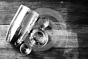 Cocktail shaker, bar accessories. Bar concept