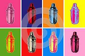 Cocktail shaker. Bartender. Hand Drawn Vector Illustration Pop Art Style