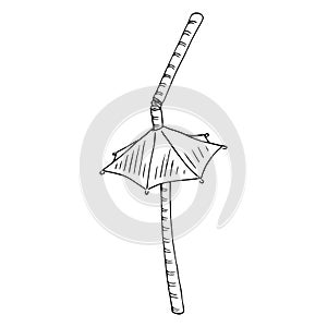 Cocktail straw with umbrella icon. Vector illustration of a decorative umbrella for cocktails.