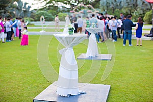 Cocktail table with guest background