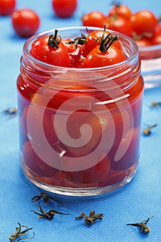 Cocktail tomatoes in jar