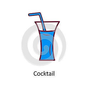 Cocktail vector Fill outline Icon Design illustration. Holiday Symbol on White background EPS 10 File