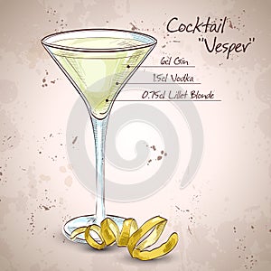 Cocktail Vesper mixed drink