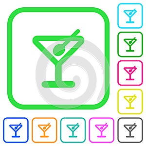 Cocktail vivid colored flat icons icons