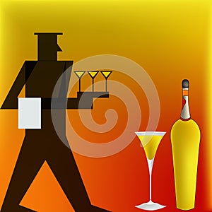 Cocktail Waiter, Deco style Poster