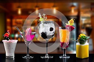 Cocktails alcohol bar selection trendy hotel bartender garnish