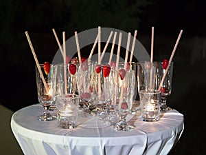 Cocktails arranged in a pyramid party