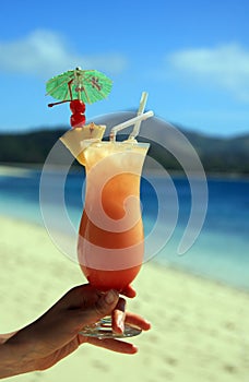 Cocktails on the beach in the tropics photo