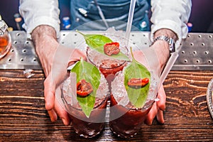 Three Bloody Mary Cocktails