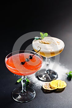 Cocktails are bright fruit alcoholic beverages for the pubs bar menu of nightclubs