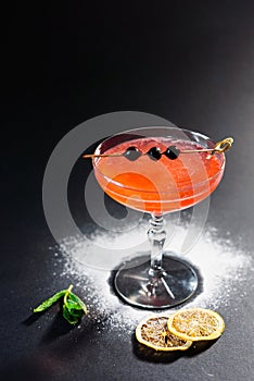Cocktails are bright fruit alcoholic beverages for the pubs bar menu of nightclubs photo
