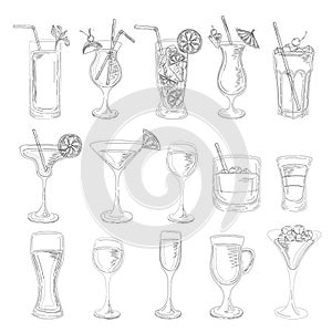 Cocktails collection. Vector Set