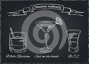 Cocktails collection. Vector Set