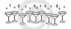 Cocktails Cosmopolitan Glasses Outline. Icon Vector Illustration. Icon. Cocktail Party. Bar. Hen party