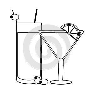 Cocktails and drinks in black and white