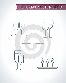 Cocktails and drinks Vector contour icons