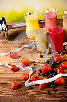 Cocktails with fresh fruits, Vitamin and Fitness