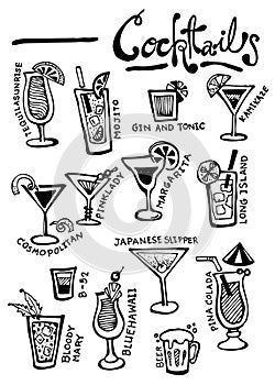 Cocktails Hand Drawn