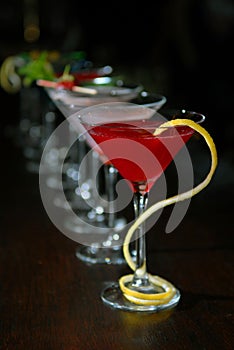 Cocktails in martini glasses