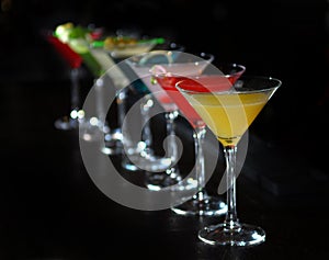 Cocktails in martini glasses