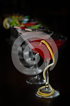 Cocktails in martini glasses