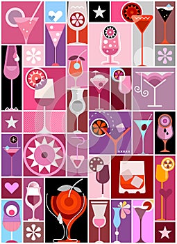 Cocktails pop art vector collage