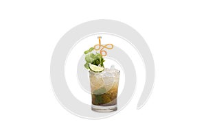 Cocktails soft and long-drinks ind front of  isolated on white background. with clipping path
