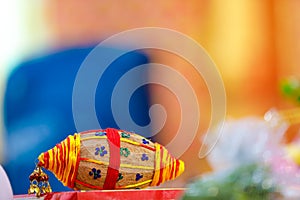 Cocnut in puja thali