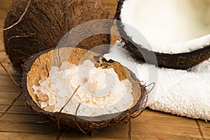 Coco bath. coconut with salt
