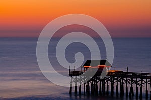 Cocoa Beach Florida Pier with Beautiful Sunset