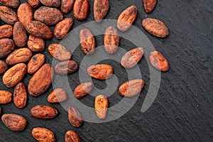 Cocoa beans grain texture . Ingredient for preparating chocolate photo