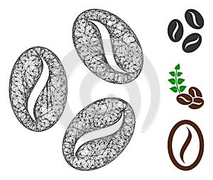Cocoa Beans Polygonal Web Vector Mesh Illustration
