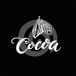 Seamless background with cocoa beans. Cute doodle illustration.