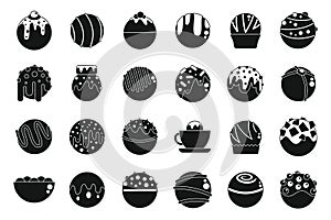 Cocoa bomb icons set simple vector. Food chocolate