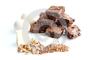 Cocoa brownies and ingredients