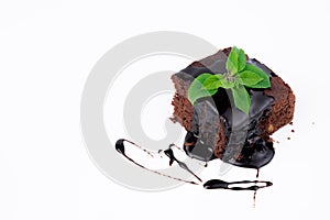 Cocoa cake and chocolate sauce