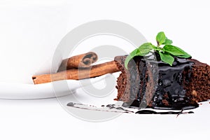 Cocoa cake and chocolate sauce
