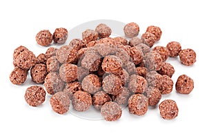 Cocoa corn balls snack on white