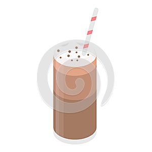 Cocoa latte icon, isometric style