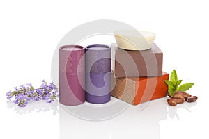 Cocoa and lavender natural cosmetics.