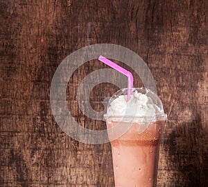 Cocoa milkshake topping with whipping cream