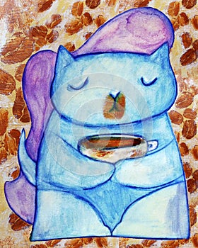 Cocoa No No Kitty Whimsical Illustration