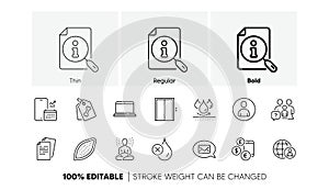 Cocoa nut, Lift and Pet tags line icons. For web app, printing. Line icons. Vector