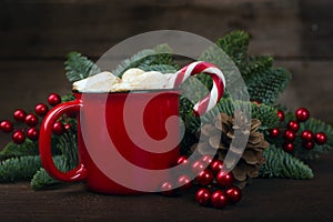 Cocoa red mug with marshmallows