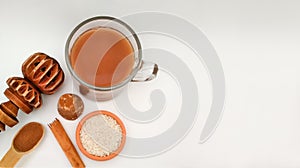 cacao drink. Chilate . copy space, top view photo