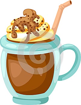Cocoa with whipped cream cup vector