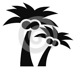 Cocomut palm black icon. Tropical beach tree