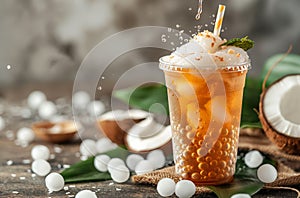 Coconut bubble tea splash